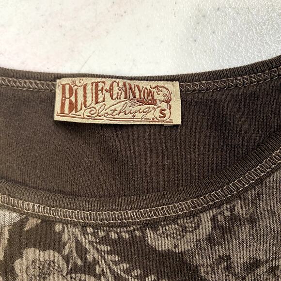 Vtg Y2k Blue Canyon Embellished Mc Bling Burnout Baby Tee Rhinestone Grunge S - Picture 14 of 15